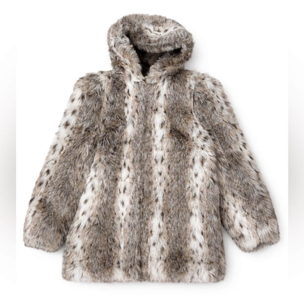 Vintage Faux Fur Hooded Jacket | Lynx Print | Style VII | Made in USA